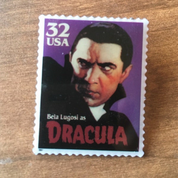 Dracula pin - Classic Universal Monsters USPS Stamp replica - Bela Lugosi - vampire - horror - Halloween - Hollywood classics