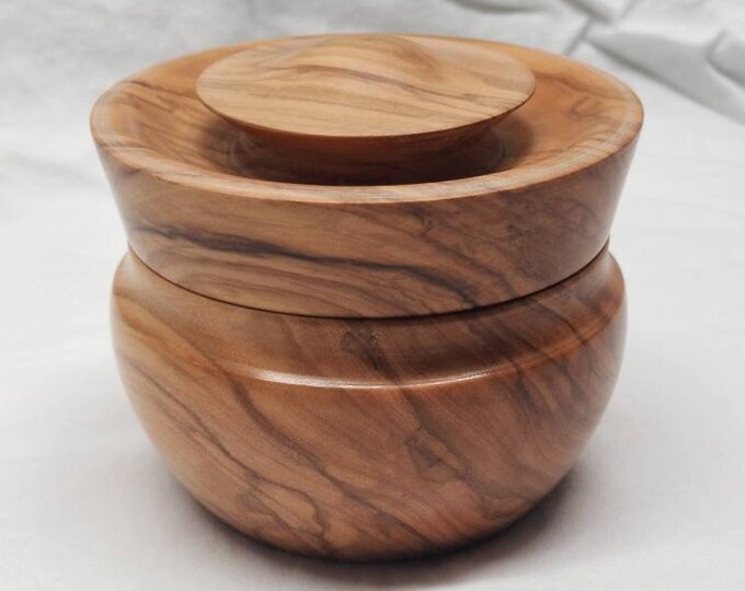 Handmade Olive Wood Shaving Bowl With Lid Etsy