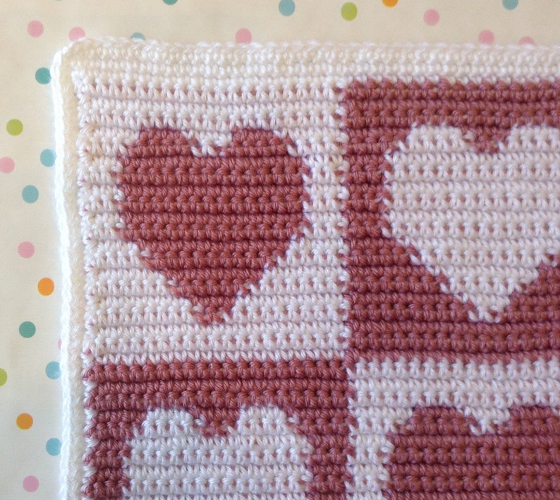 Baby Blanket Pink and White Hearts Baby Blanket, Crochet Baby Blanket