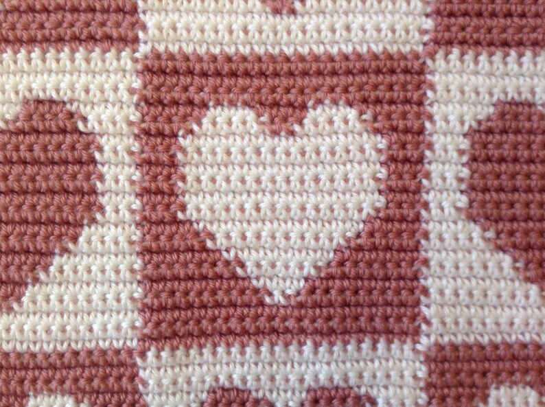 Baby Blanket Pink and White Hearts Baby Blanket, Crochet Baby Blanket