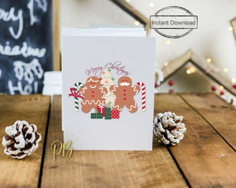 Printable Gingerbread and Candy Cane Christmas cards | Holiday Cards Mom and Dad| Grandparents