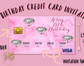 Furs & Diamonds Girls Best Friends Credit Card Invitation