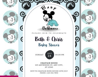 Mickey Mouse Baby Shower Printable Invitation | Mickey Birthday Invitation | baby announcement