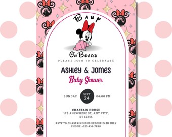 Minnie Mouse Baby Shower | Mickey Mouse Baby Shower Invitation | 5x7 Invitation | Pink Minnie Mouse Baby Birthday