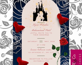 Beauty and Beast Royal Birthday Wedding Invitation | Belle Invitation | CANVA Disney Princess Invitation| Enchanted Beauty and the Beast