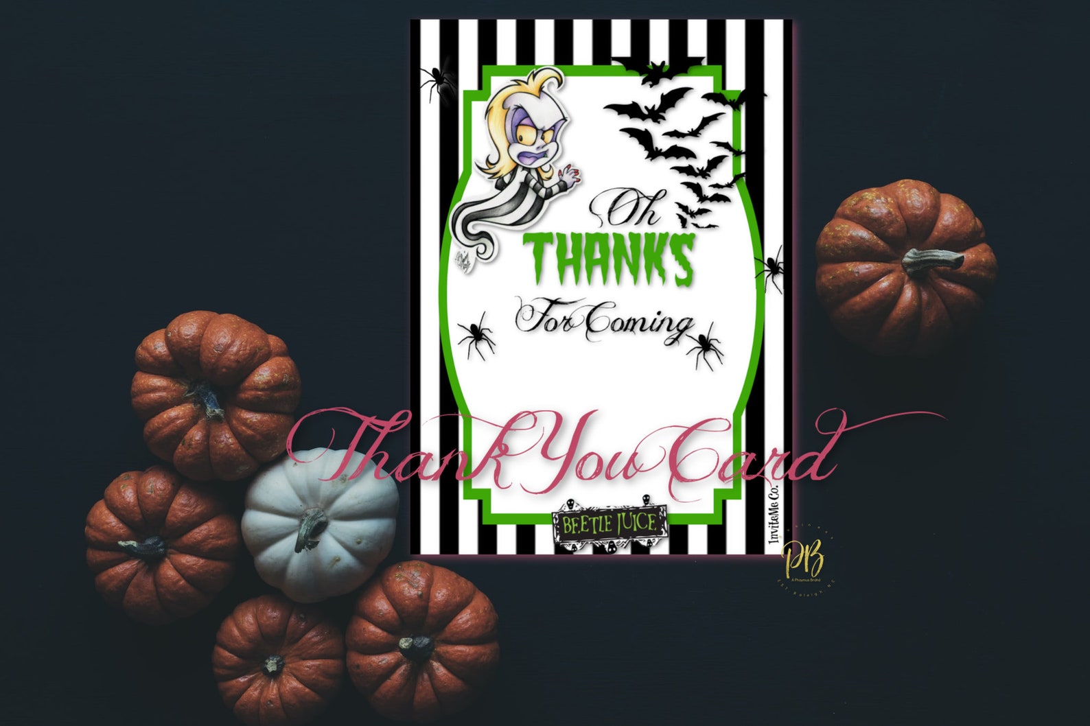 Beetlejuice Baby Shower Thank You Card Halloween Card Printable