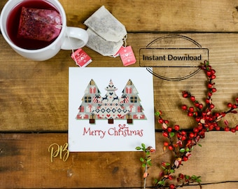 3 Christmas Tree Patterns Christmas Cards and Holiday Cards 5x7 7x5