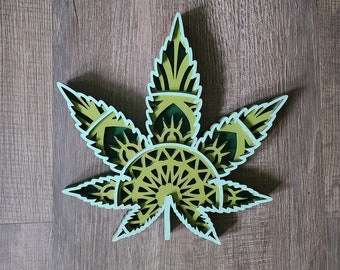 Marijuana Leaf Layered Wall Art