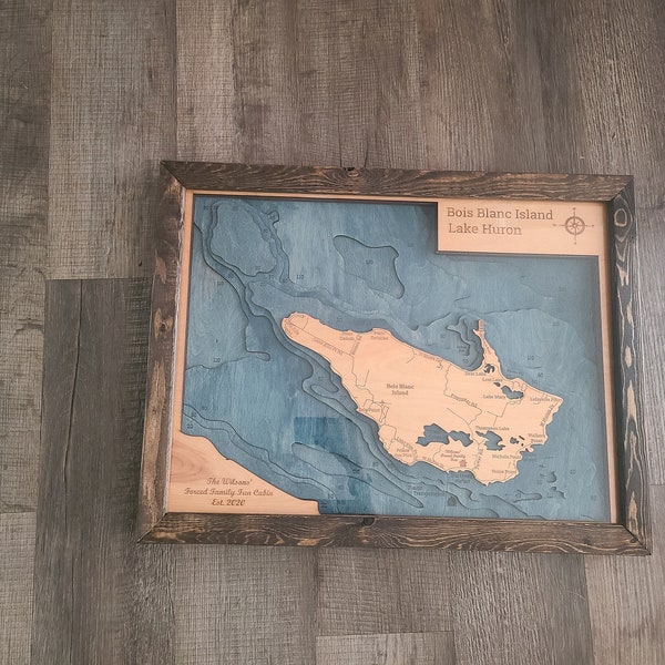 Bois Blanc Island Map Etsy