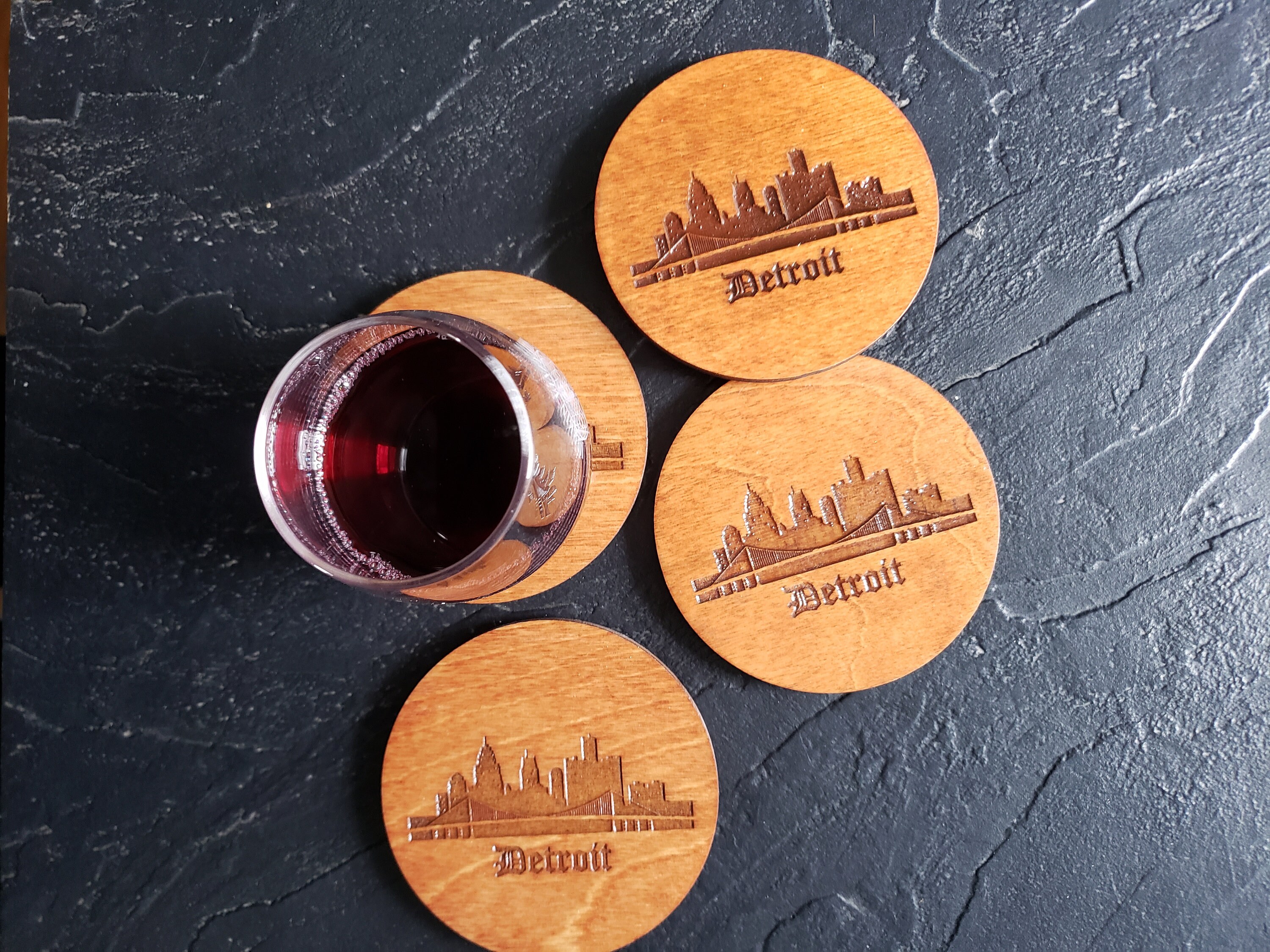 Detroit Skyline Coasters - Etsy