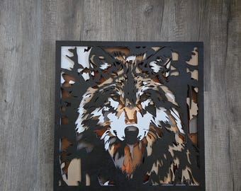 Wolf 3d Layered Wall Art