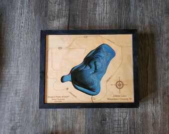 Johns Lake, WI 3d Wood Map