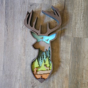 Deer Head Layered Wall Art