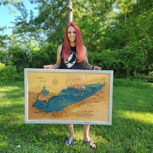 Lake Erie 3d Wood Map