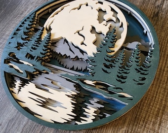 Moon Reflection 3d Layered Wall Art