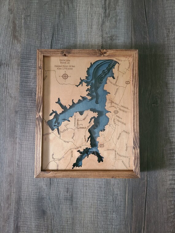 Cotile Lake Bathymetric Map Etsy Finland