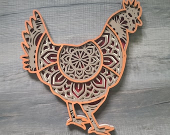 Chicken Mandala 3d Layered Wall Art