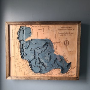 Houghton Lake 3d Wood Map