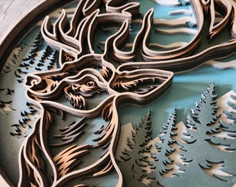 Deer Head 3d Layered Wall Art