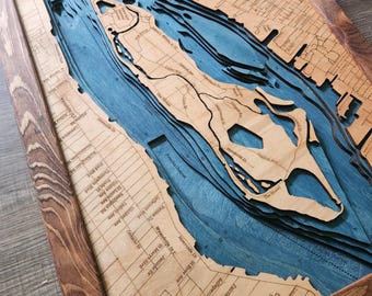 Belle Isle, Detroit, MI 3d Wood Map