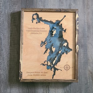 Lady Evelyn Lake, Canada 3d Wood Map