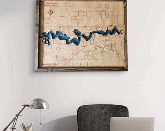 Belleville Lake, MI 3d Wood Map