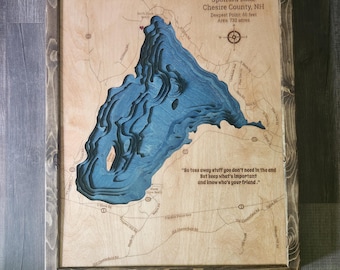 Spofford Lake, NH 3d Wood Map