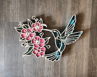 Hummingbird 3d Layered Wall Art