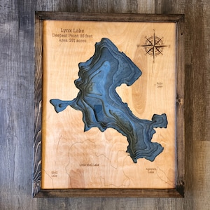 Lynx Lake, BWCA 3d Wood Map