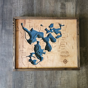 Canadian Lakes, MI 3d Wood Map
