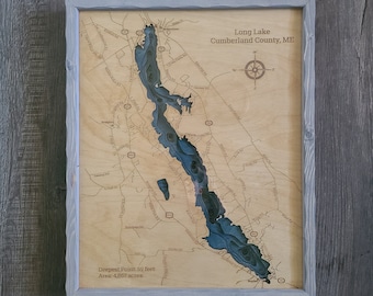 Long Lake Maine Map Long Lake Me Map | Etsy