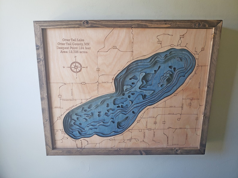 Ottertail Lake Bathymetric Map - Etsy