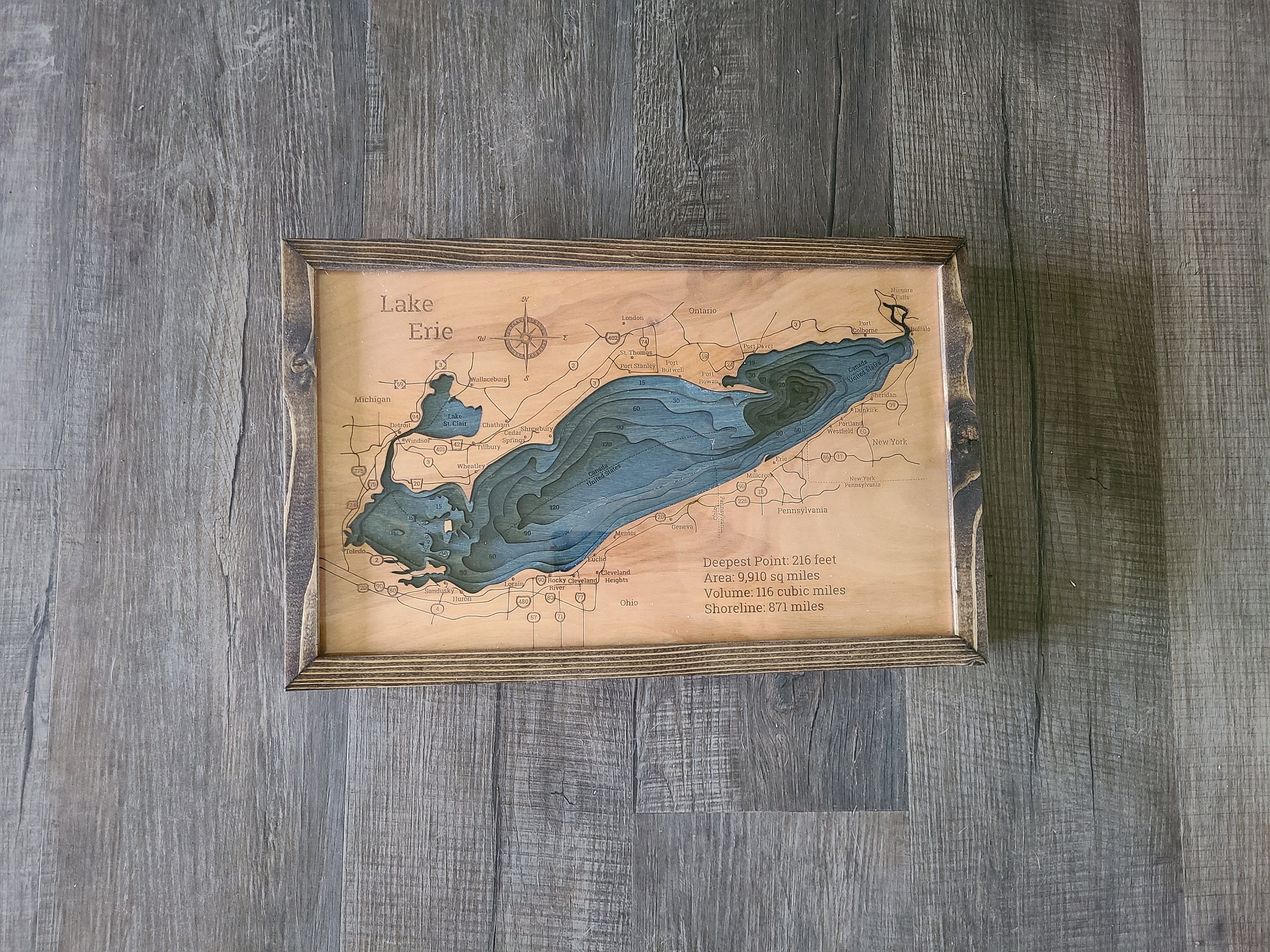 Lake Erie 3d Wood Map - Etsy