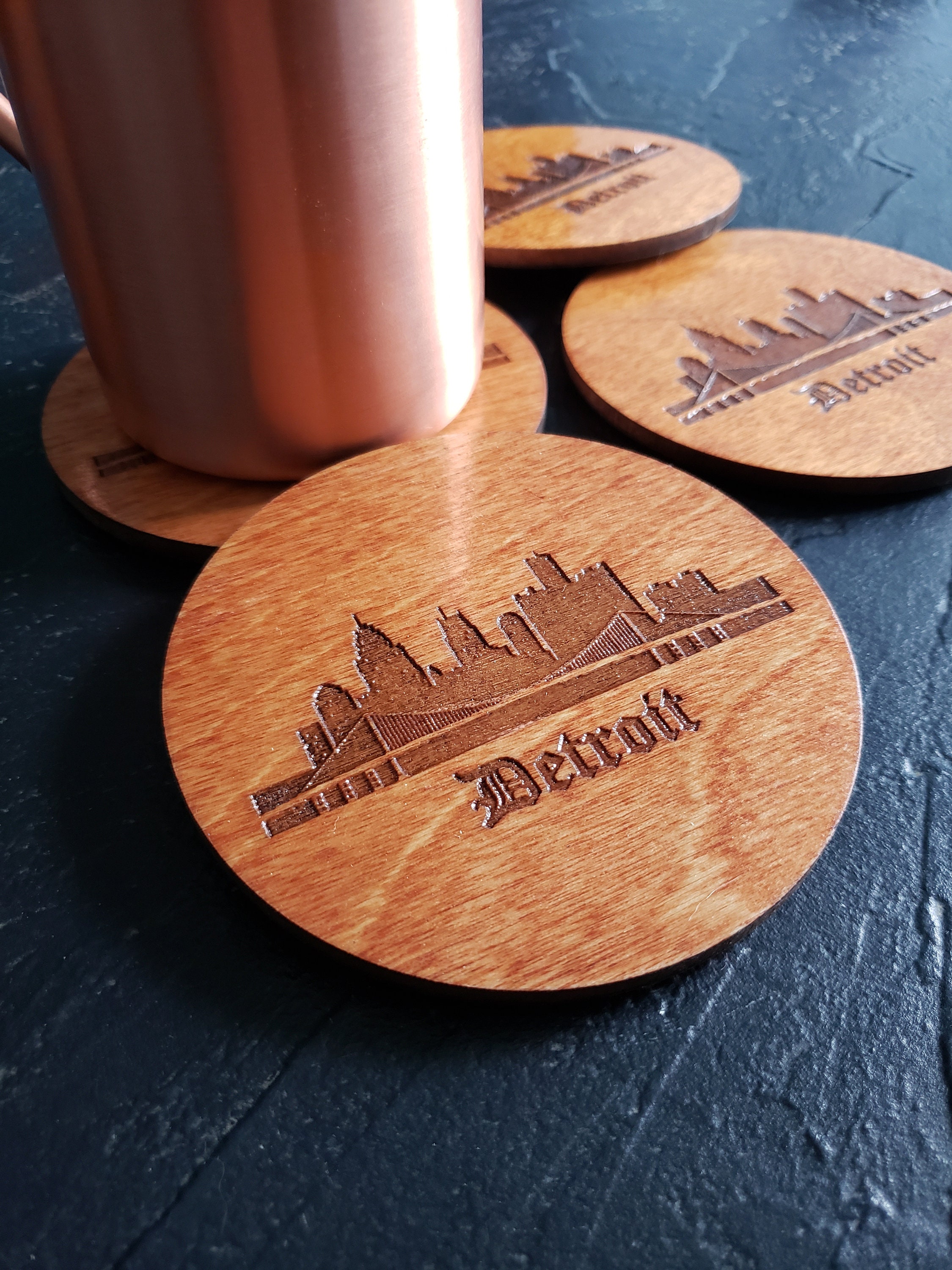 Detroit Skyline Coasters - Etsy