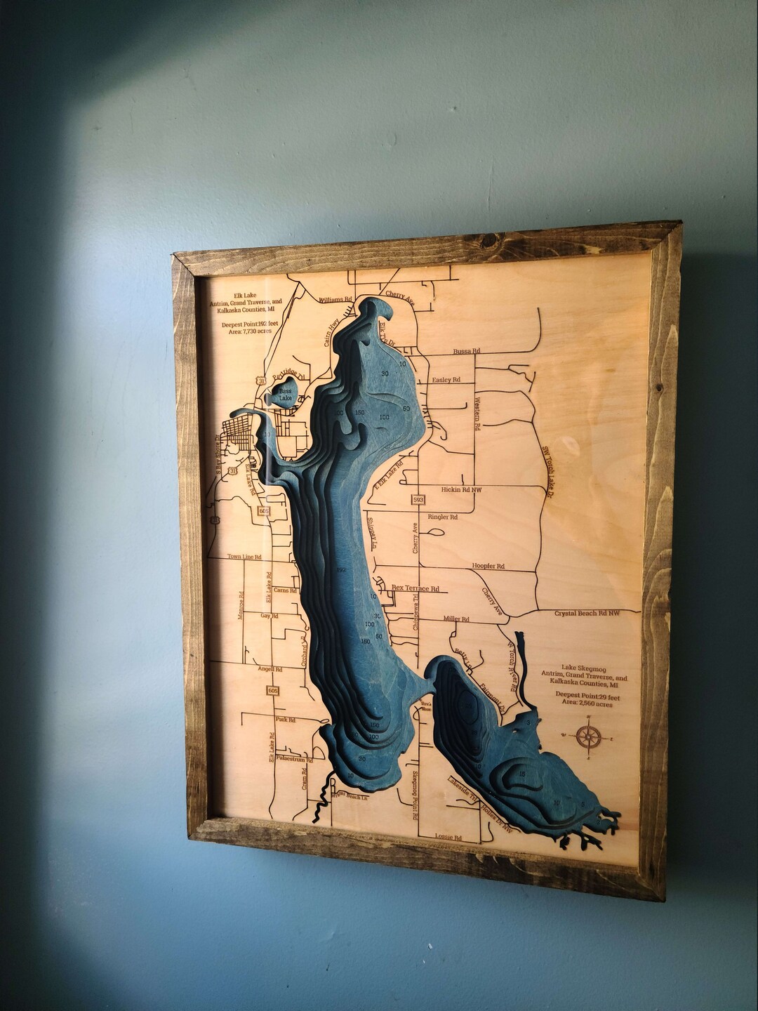 Elk Lake & Lake Skegemog Bathymetric Map Etsy