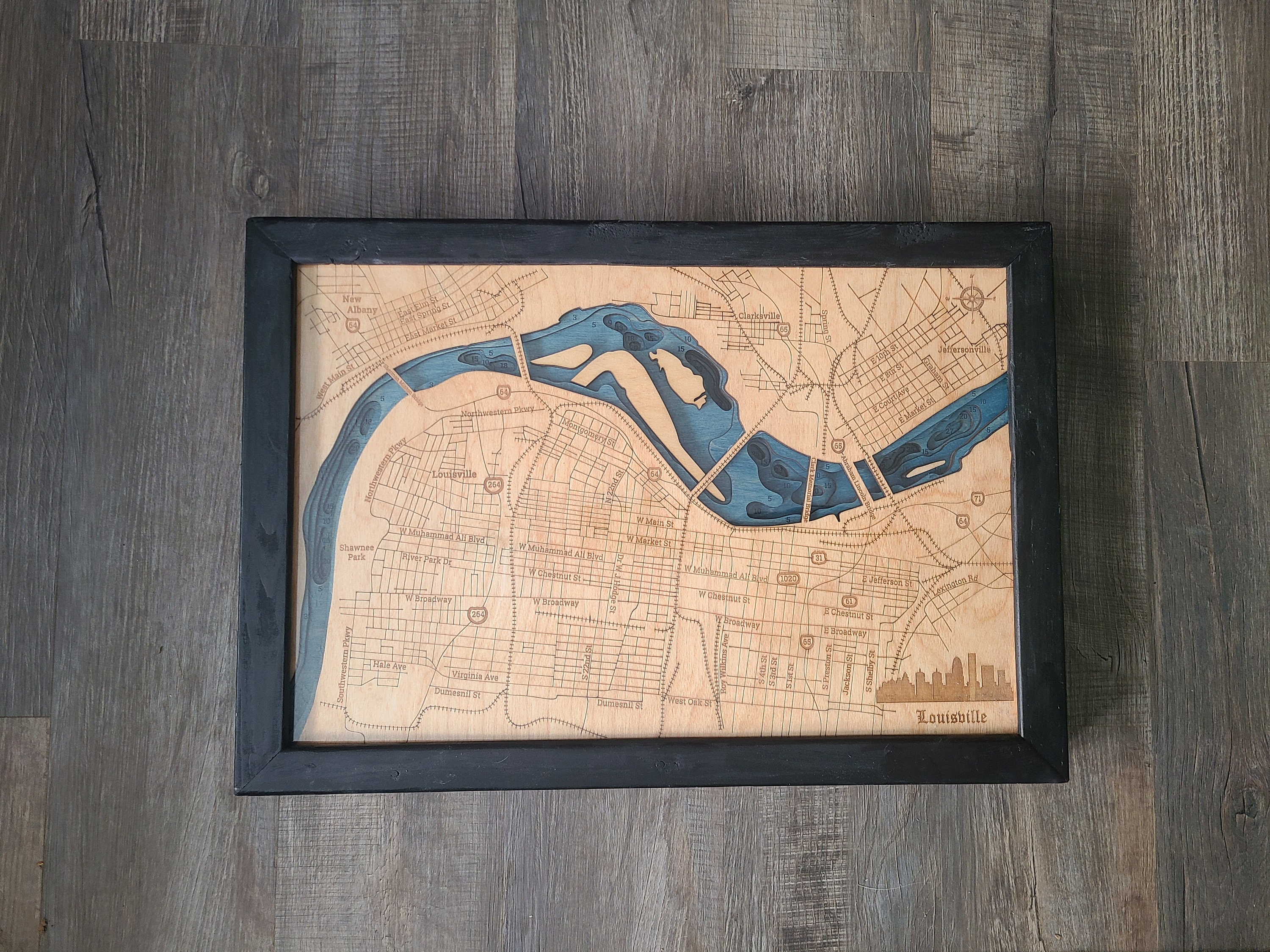 Louisville city map Framed Mini Art Print by Serenity by Alex