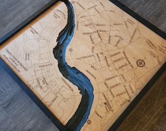 Charles River at Harvard 3d Wood Map