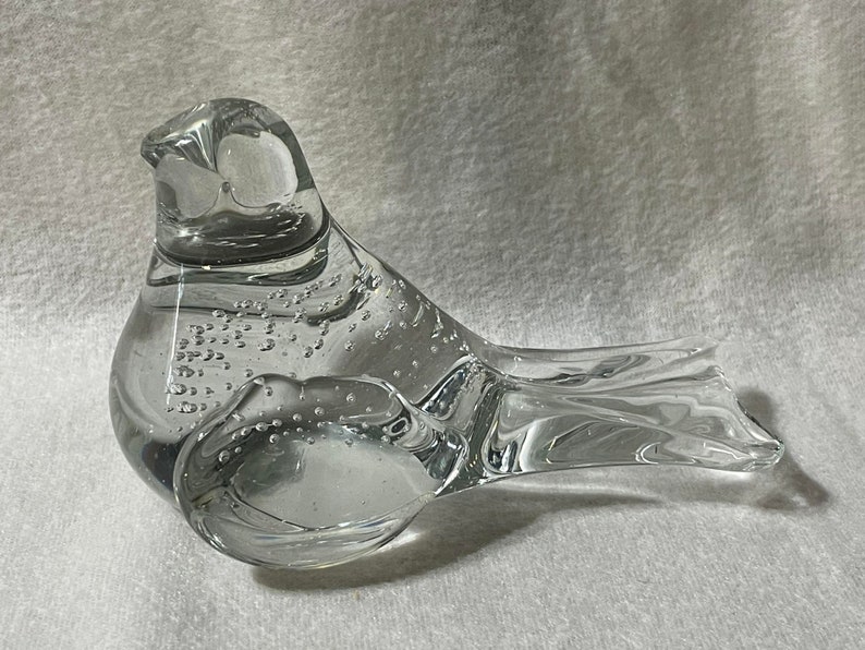 Clear Glass Bird Paperweight - Etsy