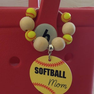 Softball Mom Bag Tag.  Softball Mom Bag Charm