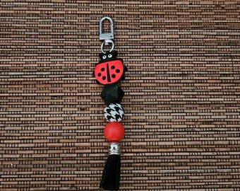 Lady Bug Zipper Pull.  Silicone Bead Zipper Charm