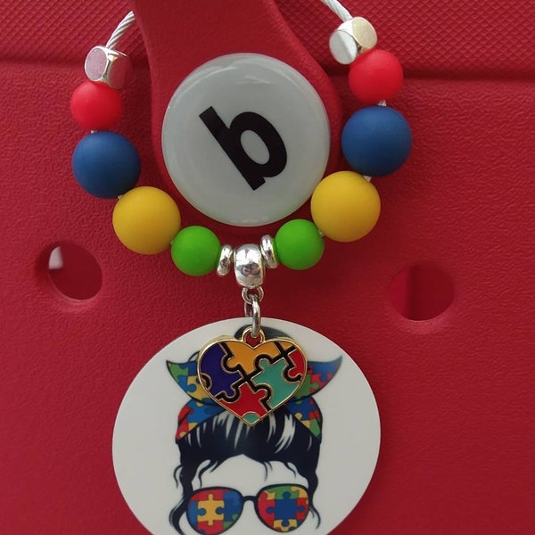 Autism Messy Bun Bag Tag.  Autism Mom Bag Charm