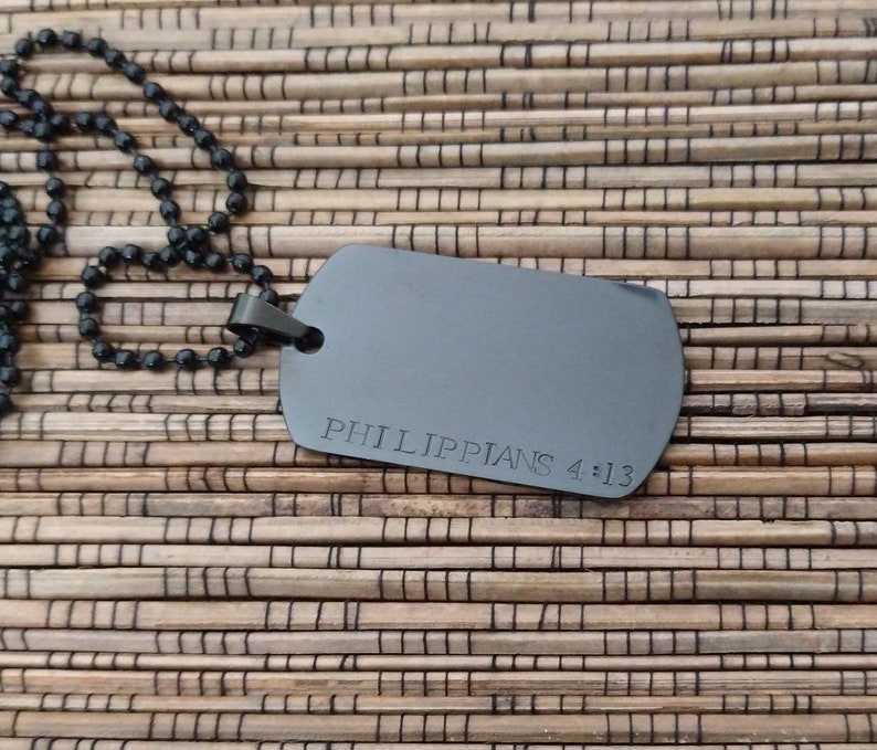 Bible Verse Dog Tag Necklace. Personalized Etsy