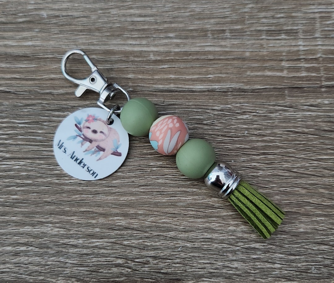 Personalized Sloth Bubblegum Bead Zipper Pull - Etsy