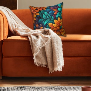 Zaboni Gallery Orange Foliage Spun Polyester Square Pillow | Handmade Decorative Cushion | Etsy | Designed by Zaboni