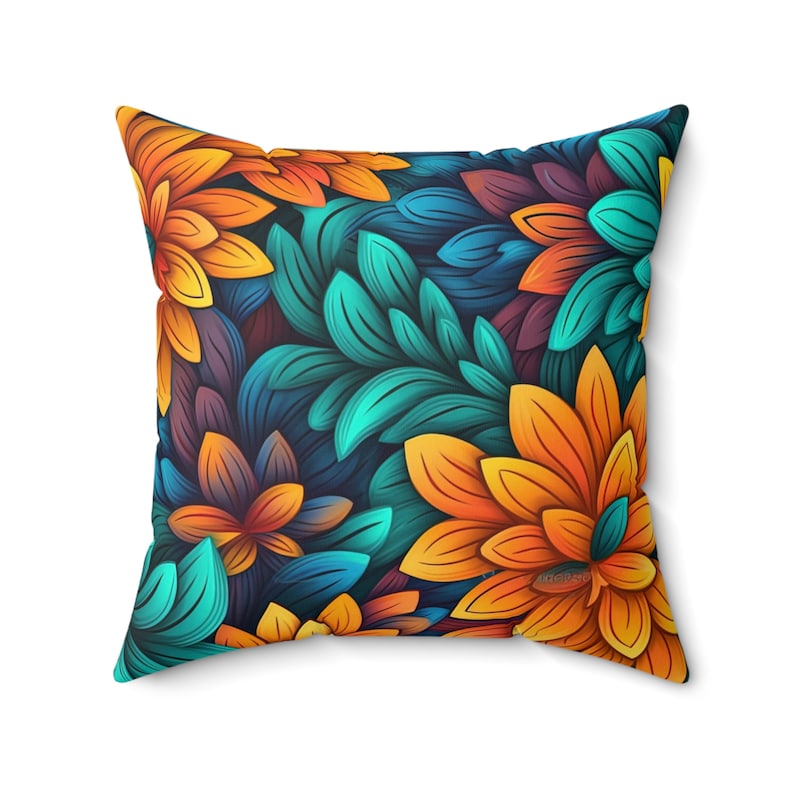 Zaboni Gallery Orange Foliage Spun Polyester Square Pillow | Handmade Decorative Cushion | Etsy | Designed by Zaboni