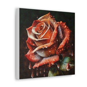 The Zaboni&#39;s Red Rose Original Painting Art in Square Canvas Gallery Wraps