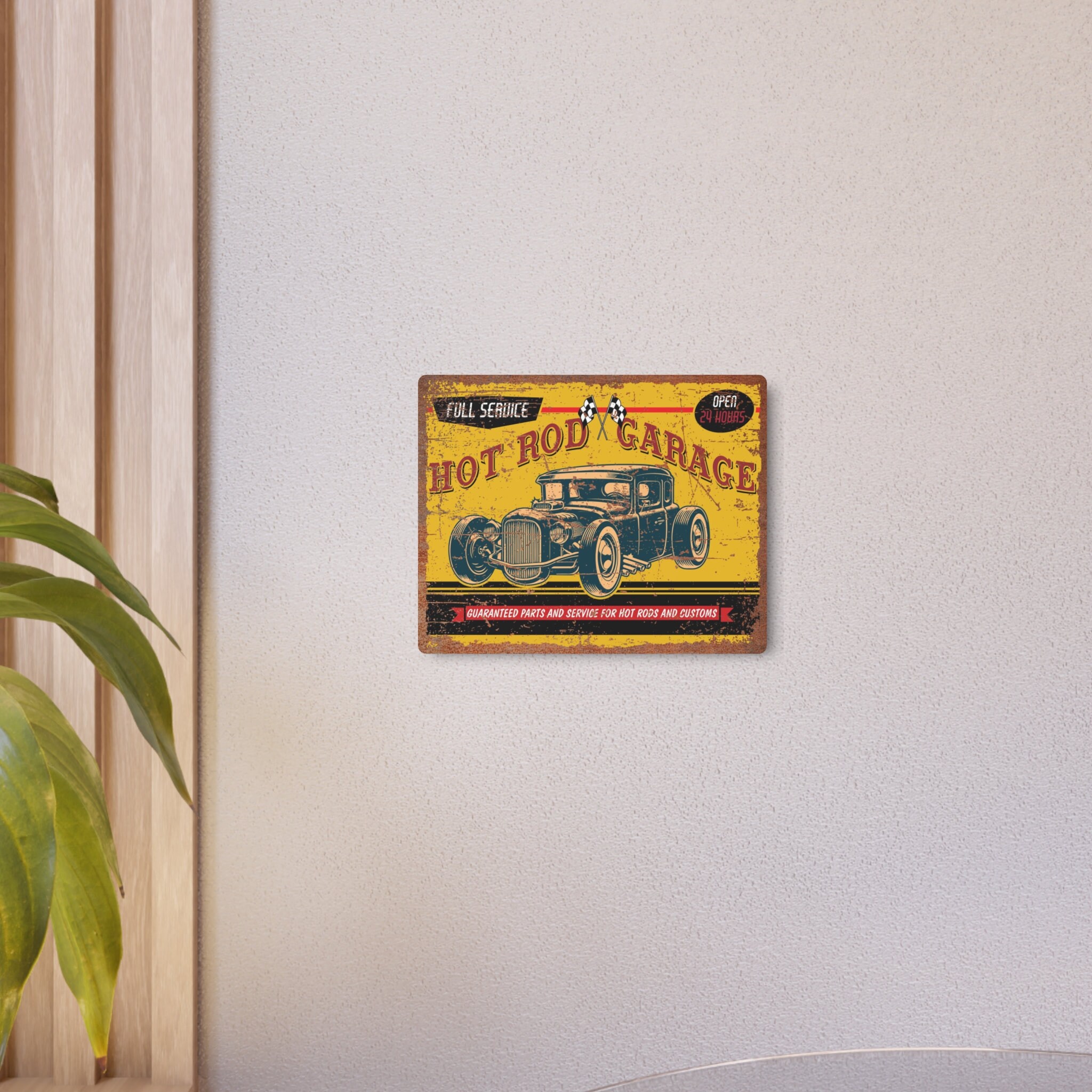 Vintage Style Metal Art Hot Rod Garage Sign | Retro Décor for a ...
