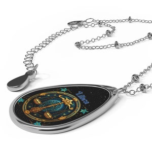 Libra Zodiac Oval Necklace - Zodiac Sign Symbol Pendant | Astrology Jewelry Collection by Zaboni