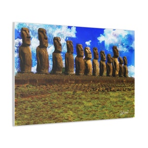 Stretched Canvas - Easter Island - Original Zaboni&#39;s Painting Art Collection