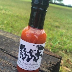 Birthday Party Favors - mini hot sauce bottles